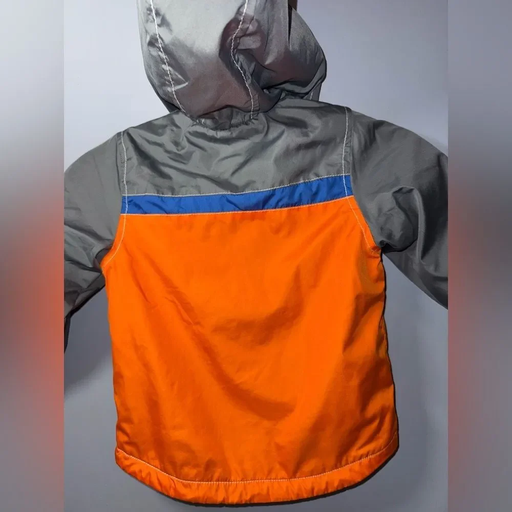 Oshkosh Toddler Orange Color block Hooded Coat Size 3 EUC